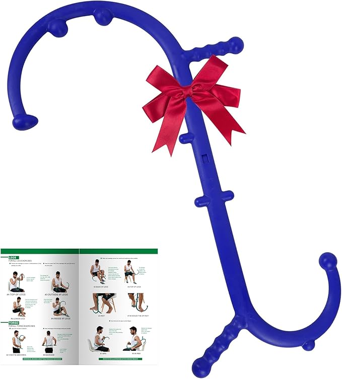 Massage Trigger Point Cane, Body Deep Tissue, Handheld Back, Neck, Shoulder, Leg and Feet Massager Rod, Muscle Release Tool Self Massage Hook Cane for Women & Men, Blue