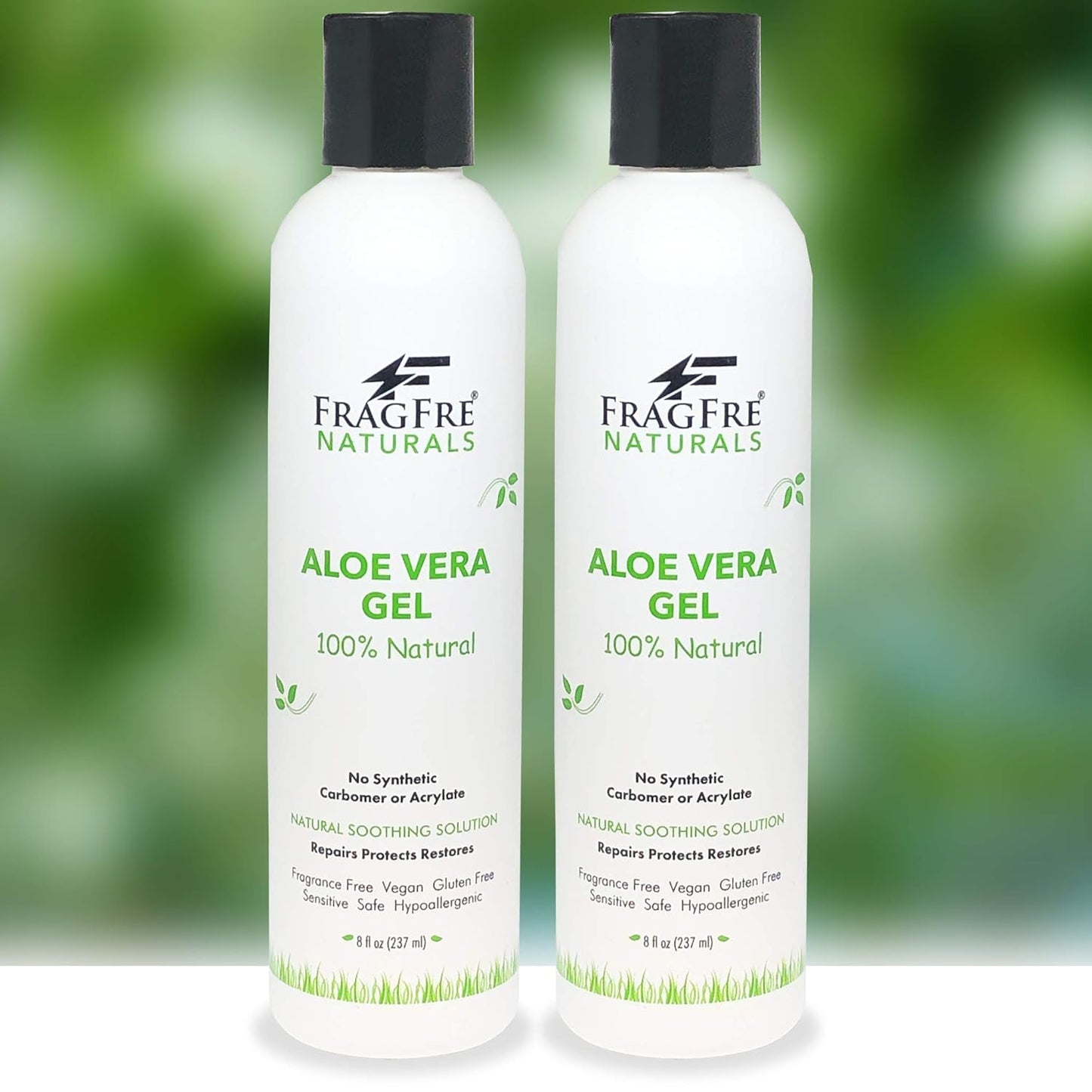 All-Natural Aloe Vera Gel 8 oz (2-Pack Gift Set) - No Synthetic Carbomer or Acrylate - 100% Natural Aloe Vera Soothing Gel - After Sun Exposure Skin Care - Fragrance Free Vegan Gluten Free