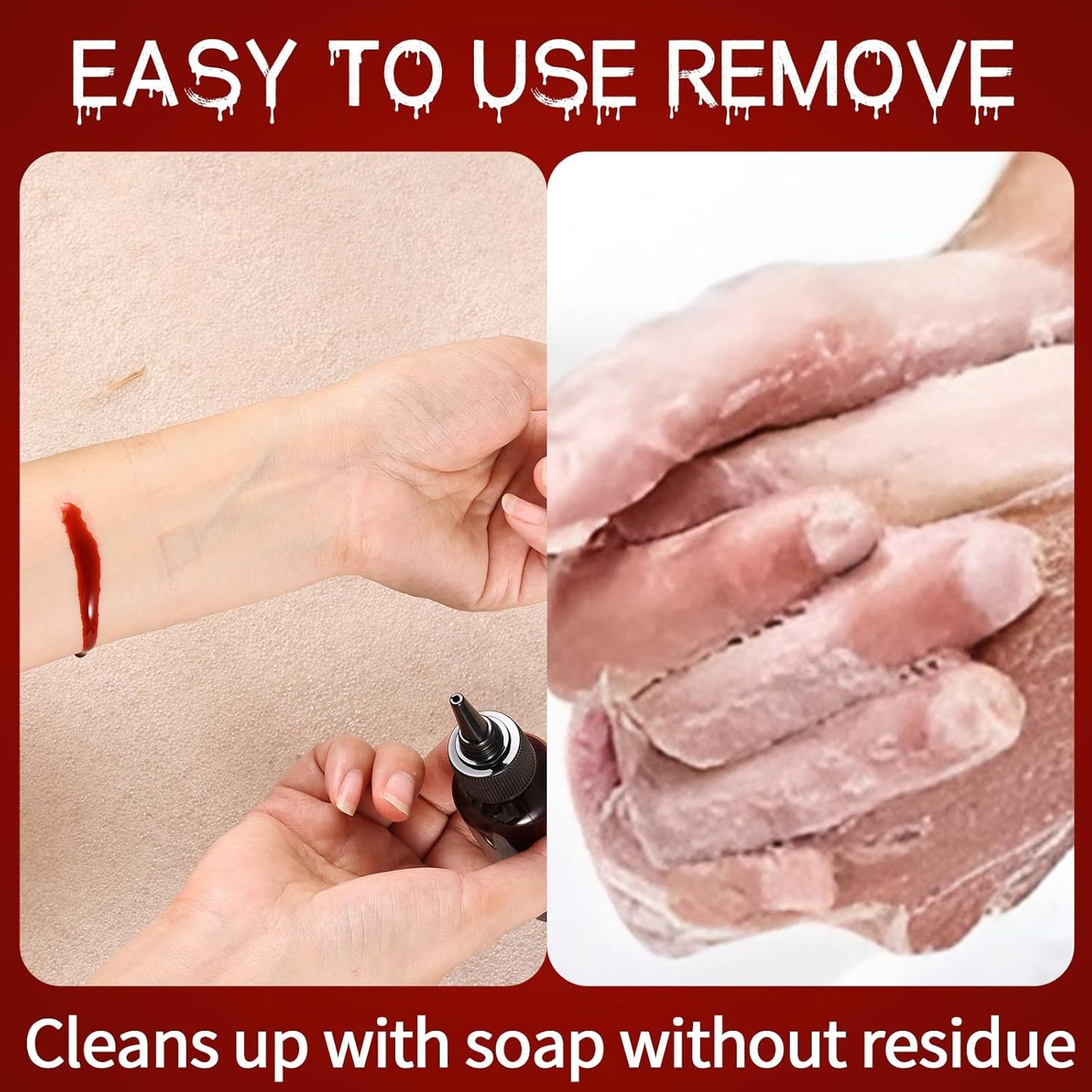 Halloween Fake Blood Spray Makeup Kit Fake Blood Washable for Scar Wound and Clothes Realistic Face Paint Wounds Costume Blood For Vampire, Zombie, Clown Cosplay Red blood01