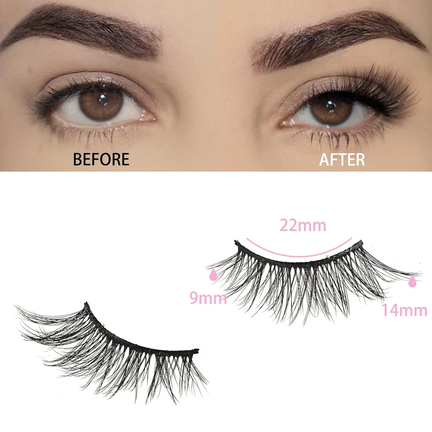 FARRED Half Lashes Natural Look Short Eyelashes Cat Eye Lash Fluffy Natural Lashes Wispy False Eyelash 14 Pairs Faux Mink Strip Eye Lashes Pack for Daily Makeup (F15 | 9-14mm)