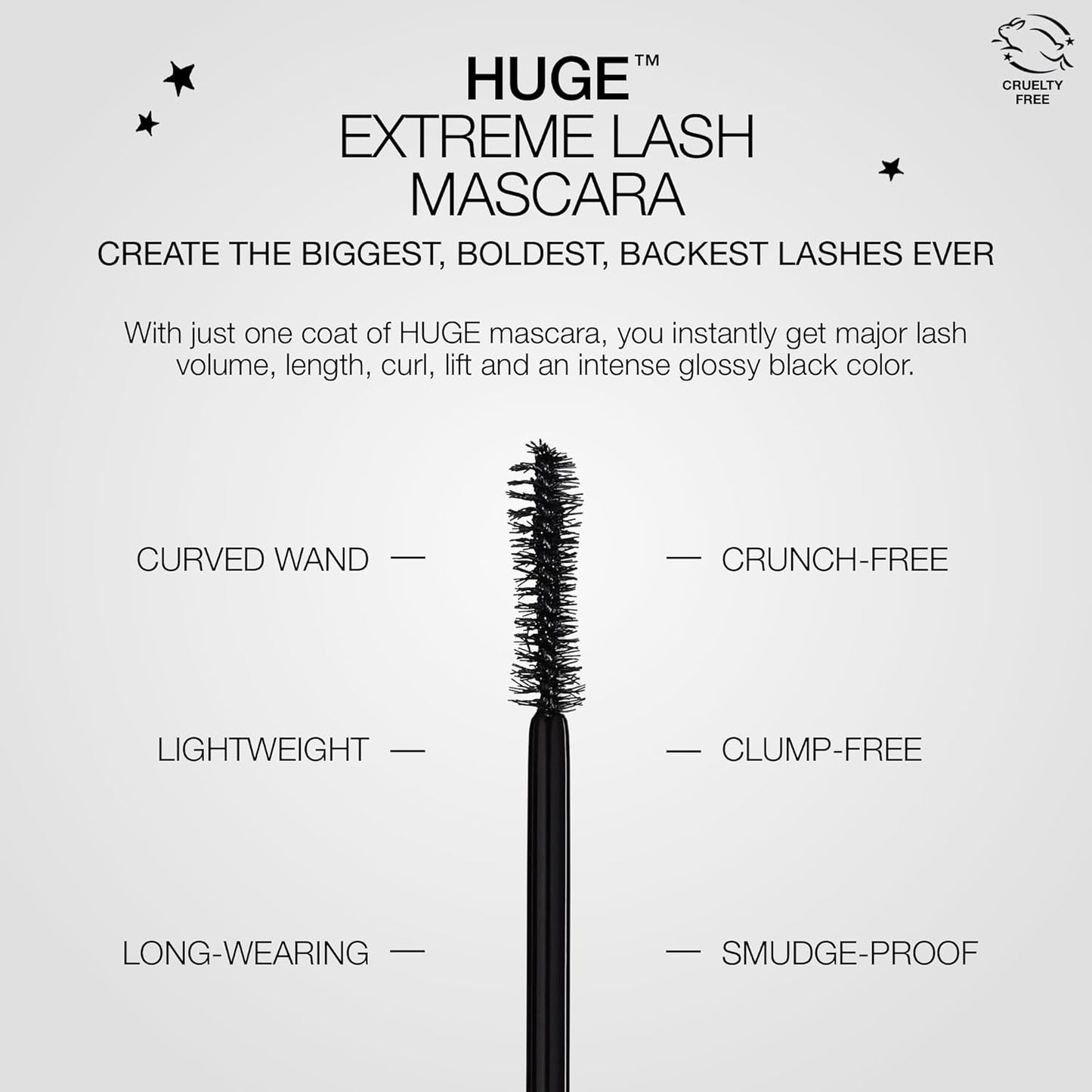stila HUGE Extreme Lash Mascara, Intense Black | Volume, Full Length, Curl, Lift, No Clump, Crunch or Smudge | Lightweight, Long-Lasting Buildable Eye Makeup Formula | 0.44 Fl. Oz.