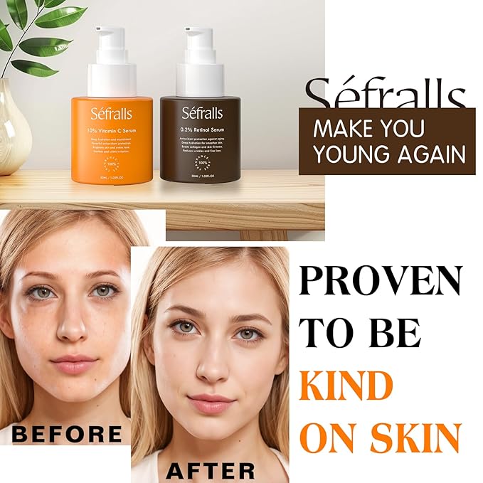 Face Serum Duo – Retinol Serum for Face & Vitamin C Serum – Anti Aging Skin Care Set for Women – Skin Care for Bright, Anti Wrinkle, Smooth, & Firm Skin – 1 fl oz, 2 Bottles