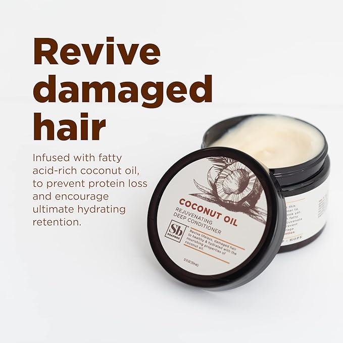 Soapbox Deep Conditioner, Hydrating & Rejuvenating Coconut Oil Treatment for Natural, Curly, Dry or Damaged Hair, Vegan Conditioner Harsh Sulfate, Paraben & Cruelty & Silicone Free, 12 Fl Oz