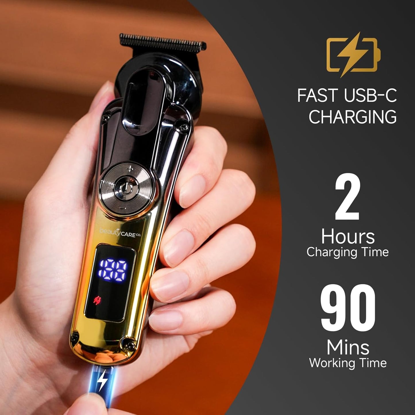 Professional Beard Trimmer for Men - Hair Clippers Men's Grooming Kit,Waterproof Cordless Rechargeable Electric Shaver Zero Gapped Trimmer Fading & Nose Hair Trimmer, Grooming at Home