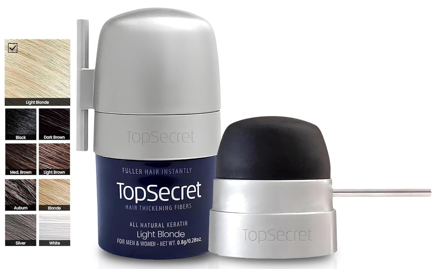 Top Secret Hair Thickening Building Fibers Applicator Included - Undetectable & Natural Hair Filler for Men & Women - Instantly Fill In Thinning Hair - Weather & Sweat Resistant (Light Blonde, Travel)