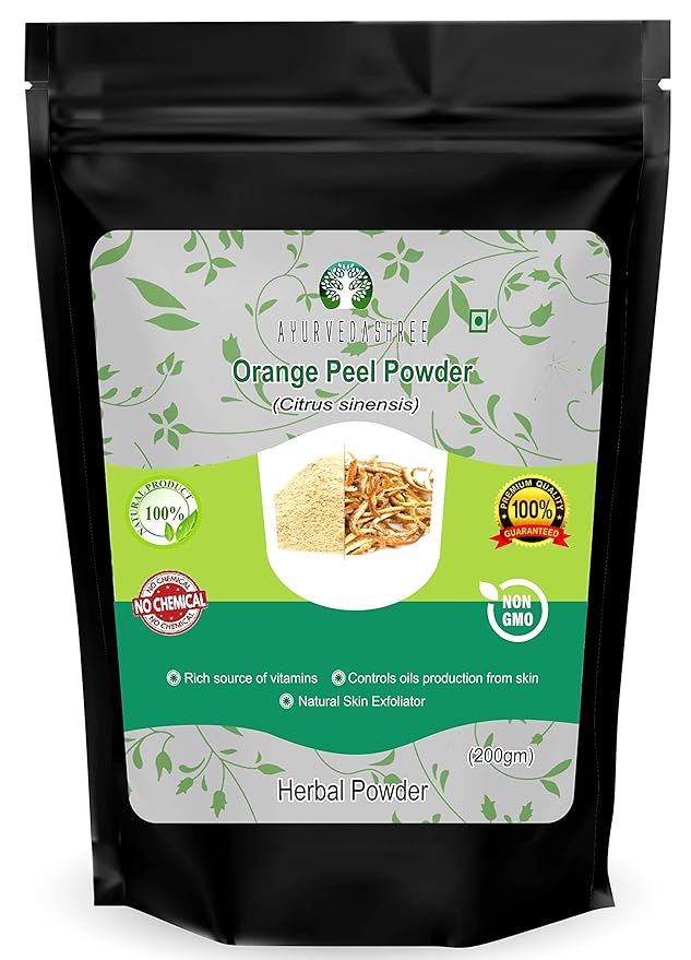 Orange Peel Powder 200 Gm - Skin and Nail Health, Rich in Vitamins C and D, Vegan and Vegetarian Friendly, All Natural, GMO Free, For Hair and Skin Care