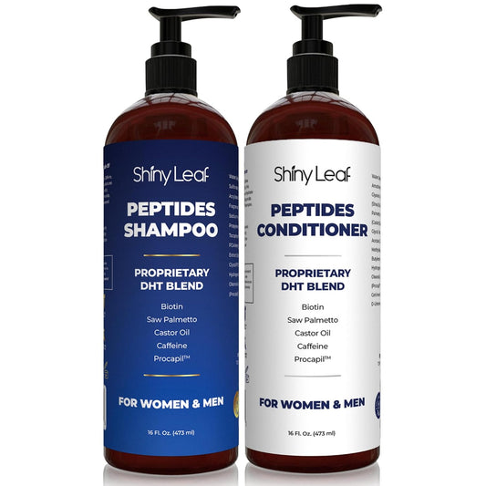 Anti-Thinning Peptide Shampoo And Conditioner – Sulfate Free Thickening Hair Fromula With Biotin, Caffeine & Saw Palmetto Made In USA For Women & Men, Safe For Color-Treated Hair, 16 fl.oz Each