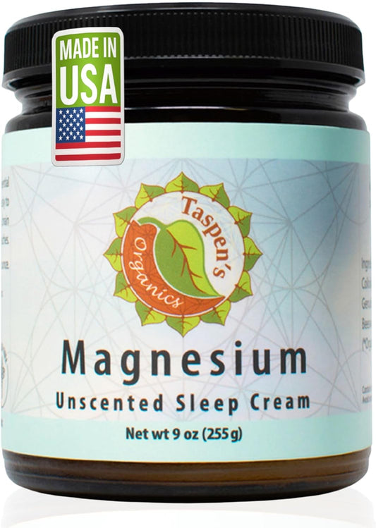 Taspen's Organics Magnesium Unscented Sleep Cream | Natural Nighttime Topical Magnesium for Babies, Toddlers, Kids & Pregnancy | Promotes Relaxation, Deep Sleep & Soothes Muscles (9 oz)