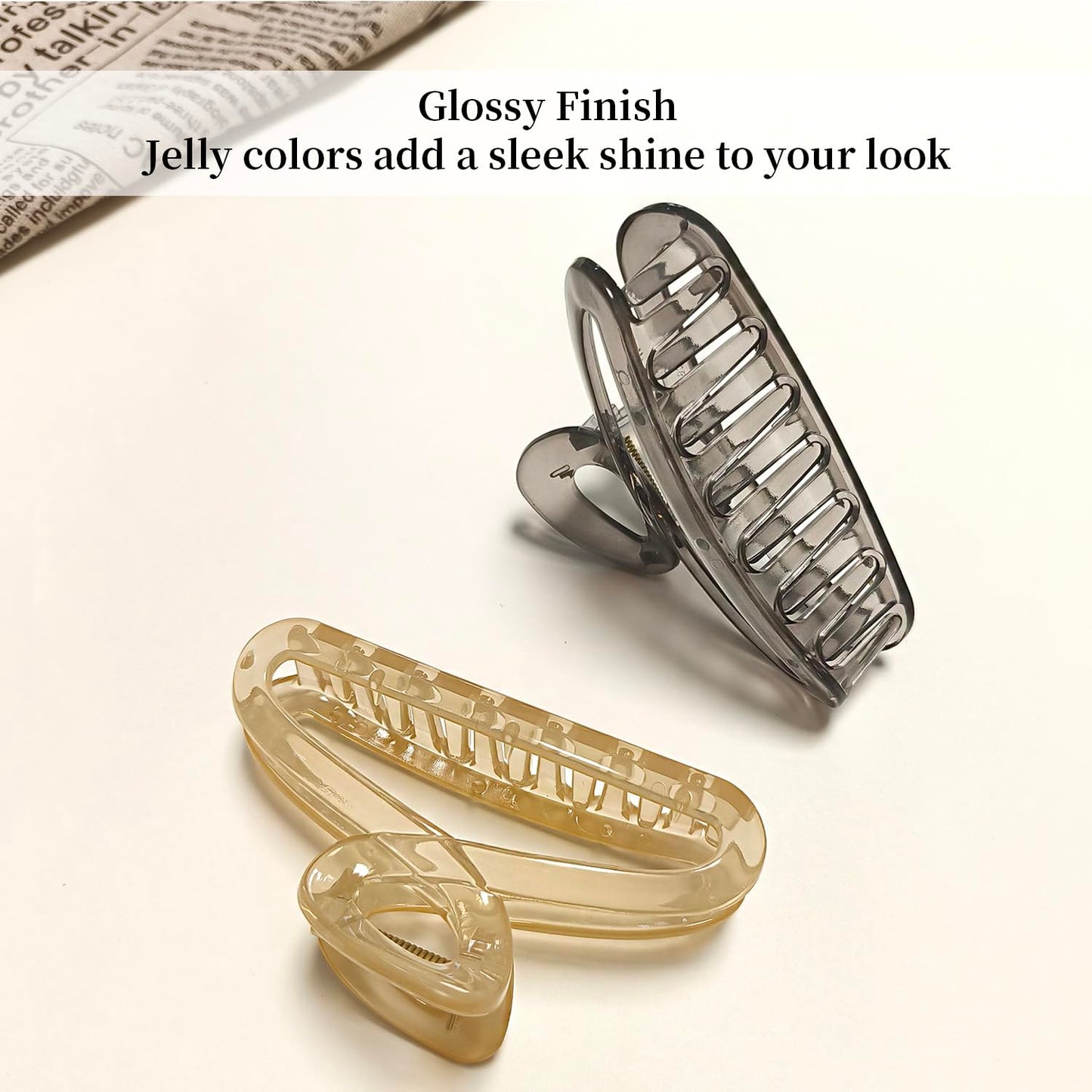 Hair Claw Clips, 4.3 Inch Non-Slip Unbreakable Jelly Hair Claws for Women Long & Medium Thick Hair, 4 Pack