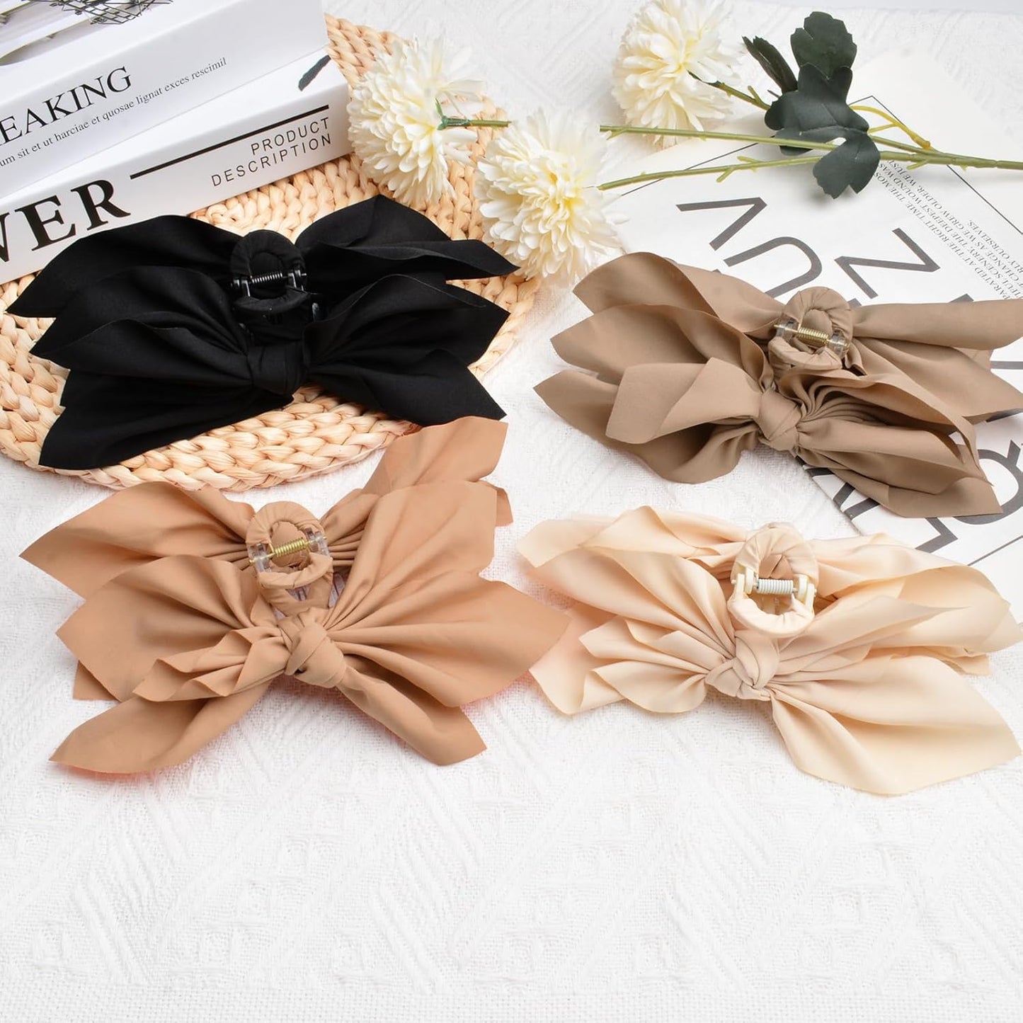 Bow Claw Clips Bow Hair Clips 4PC Big Hair Bows for Women Butterfly Styling Large Hair Clips for Thick Hair for Girls Hair Accessories for Teen