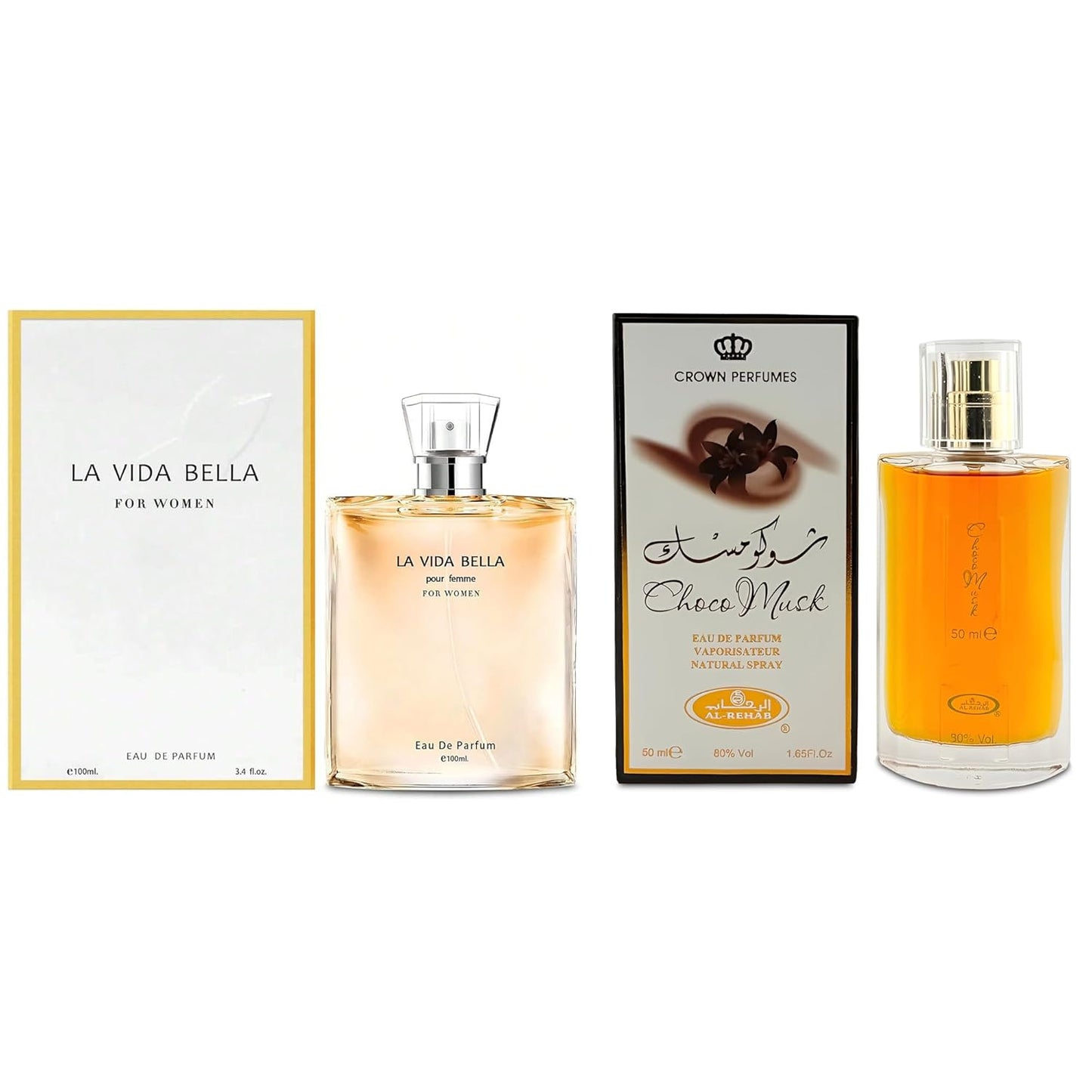 Women Perfume 2PCS Combo La Vida Bella/Choco Musk Eau De Parfum Long Lasting Fragrance 3.4 Fl Oz Spray Each for Daily Used