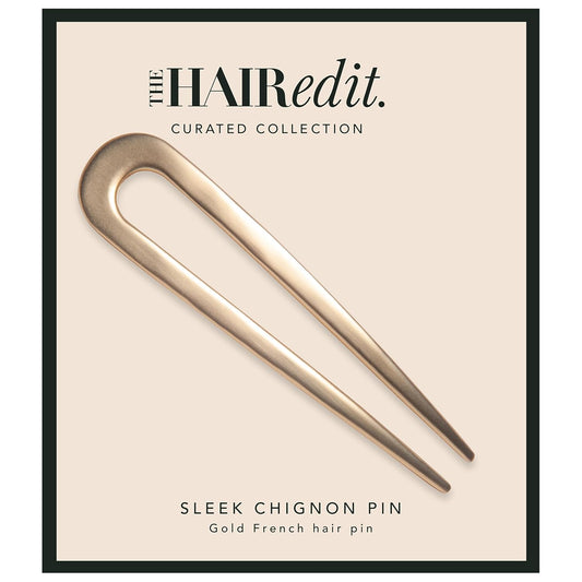 The Hair Edit Sleek Chignon Pin - Large U-shaped French Hair Pin With a Gold Finish