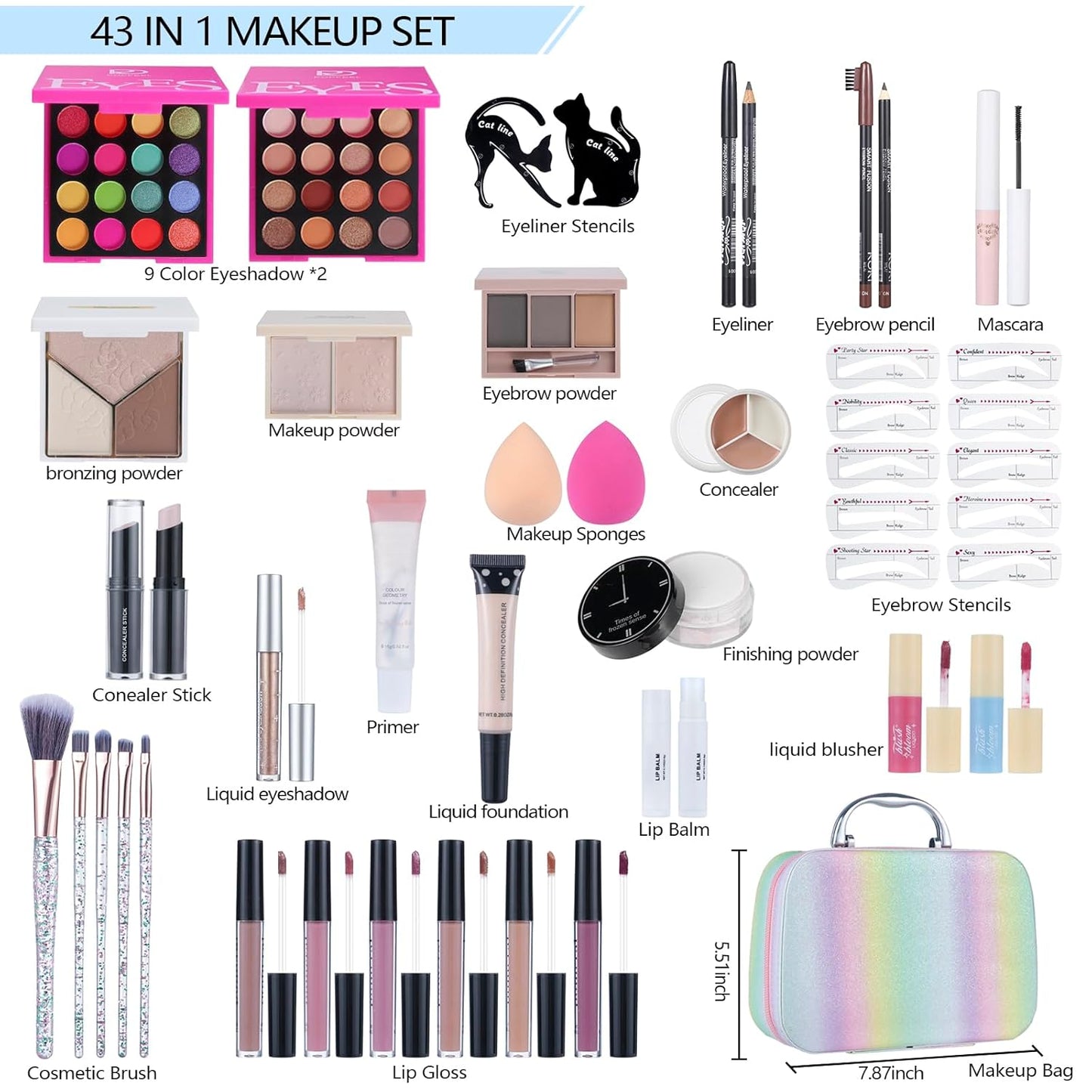 Makeup Kits For Girls Teens, Makeup Gift Set For Women with Eyeshadow Palettes, Brushes, Lip Gloss, Travel Make up Starter Kit For Beginners (C01612)