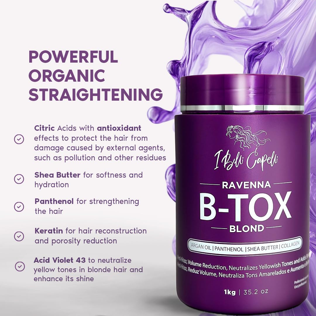 I Belli Capelli Ravenna B-tox Kit - Hair Smoothing Treatment with Argan Oil Mask 500g - Formaldehyde-Free, Anti-Frizz (1 Treatment + 1 Mask)