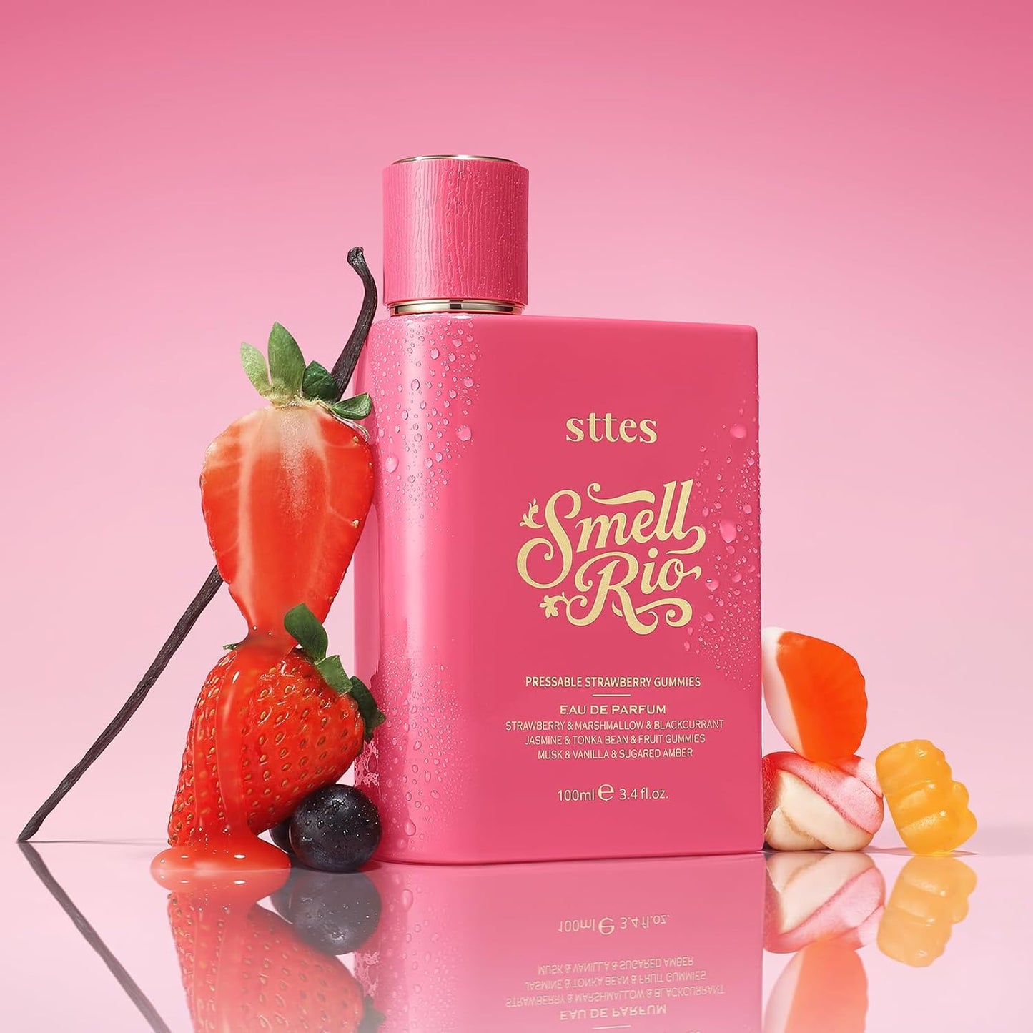 Sttes Perfume 606# Hair Perfume for Women – Long-Lasting Strawberry, Candy, Vanilla & Marshmallow Gourmand Fragrance Eau de Parfum 100ml (3.4 fl oz) – Pressable Strawberry Gummies