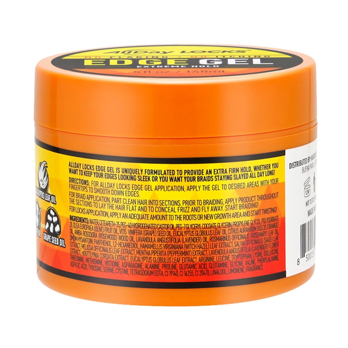 AllDay Locks Edge Gel (5 oz) | Extreme Hold, Moisturizing Edge Control Smoother | Eucalyptus, Rosemary, Olive Oil | No Frizz, Flakes, or Grease | Sleek 'n Slay Edge & Baby Hairs | 5 oz
