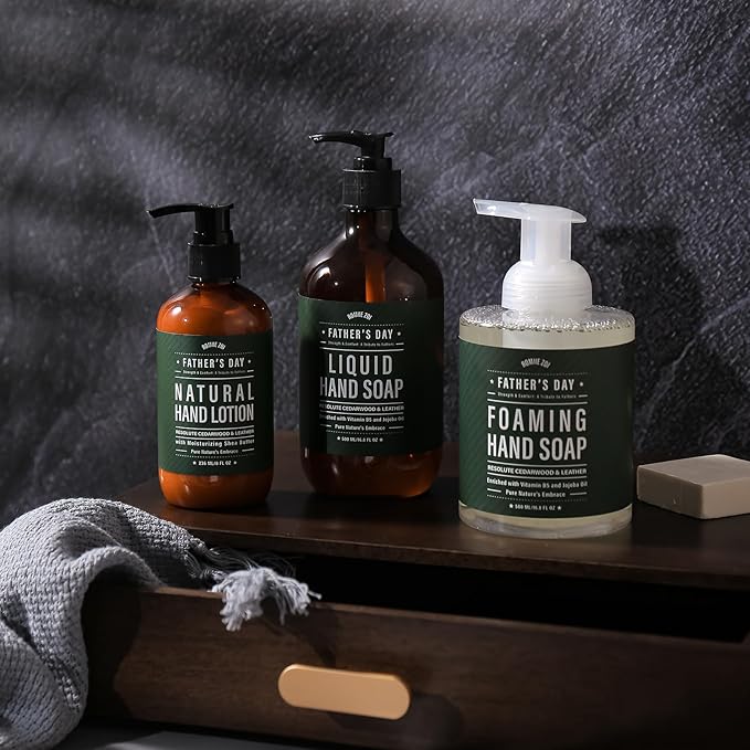 Hand & Body Lotion for Men, Father's Day Gift - Infused with Cedarwood & Leather Aroma - 236 ML /8 FL OZ