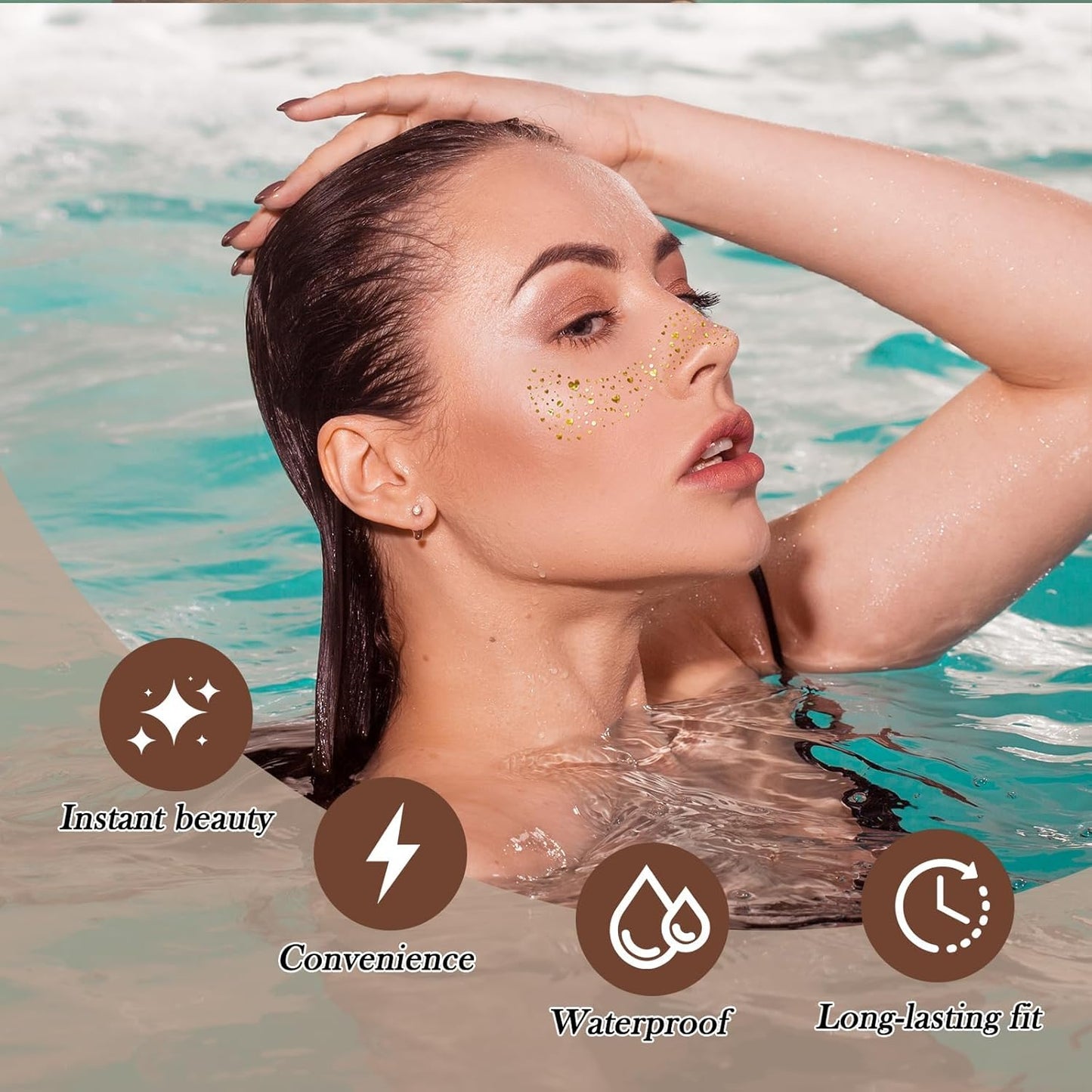 Face Glitter Freckles Tattoo,Diesetsr Temporary Makeup Patches,Body Glitter Sparkle Fake Freckles Stickers for Women Kids Festival, Concert,Carnival Party,Cosmetic Glitter,Rave Accessories,10 PCS