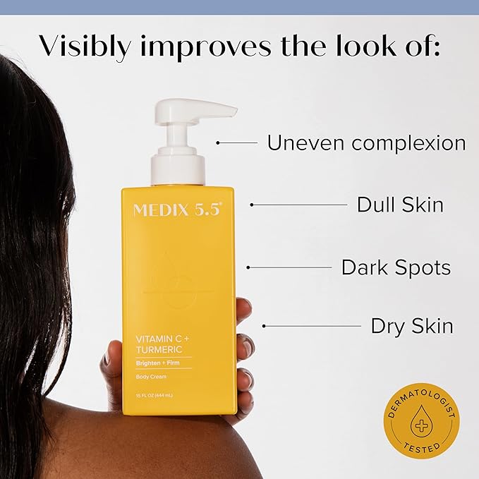 Medix 5.5 Vitamin C Cream Brightening Body Lotion & Face Moisturizer | Anti Aging Vitamin C Lotion For Women & Men Helps Soften The Look Of Dark Spots, Wrinkles, & Uneven Looking Skin Tone, 2-Pack