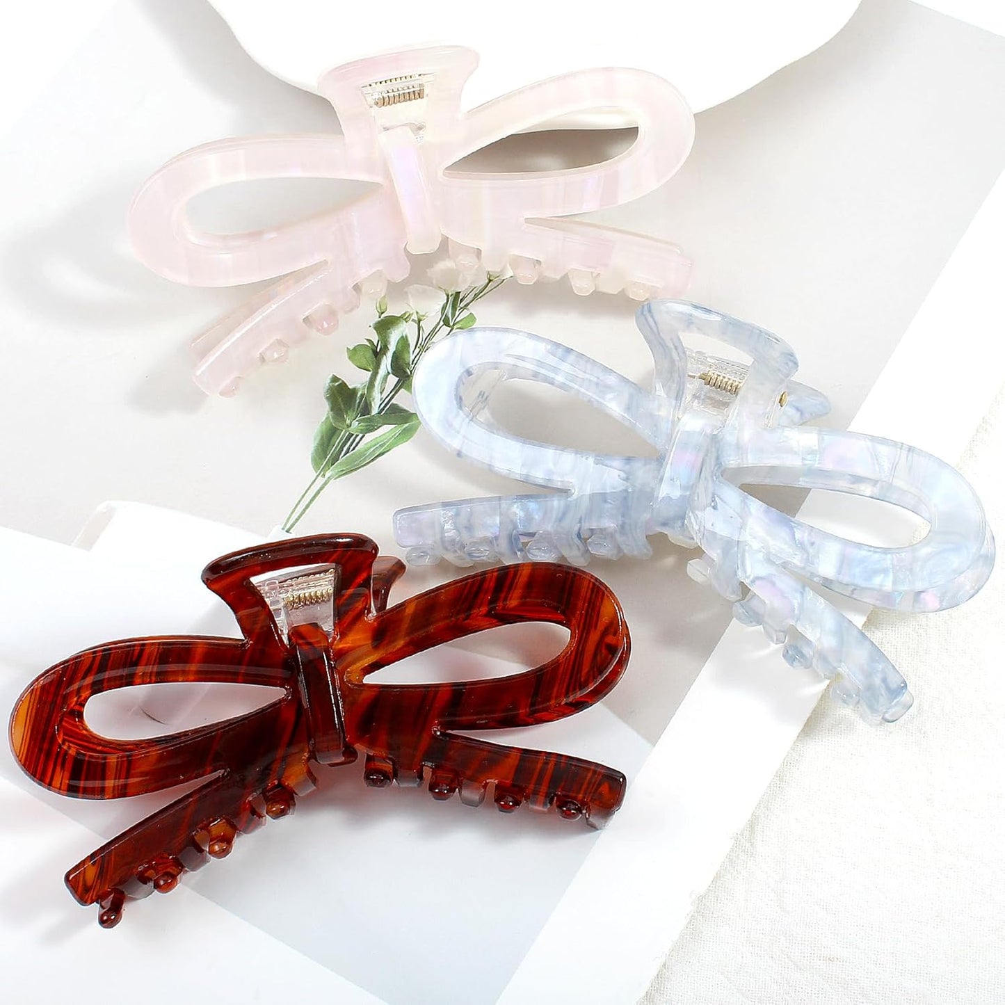 Jayongnee 3 PCS Bow Hair Claw Clips for Women - Non-Slip Hair Clamps for Thin or Thick Hair - Cute Butterfly Hair Accessories for Women Girls - Elegant Hair Styling Accessories (bow 3, large)