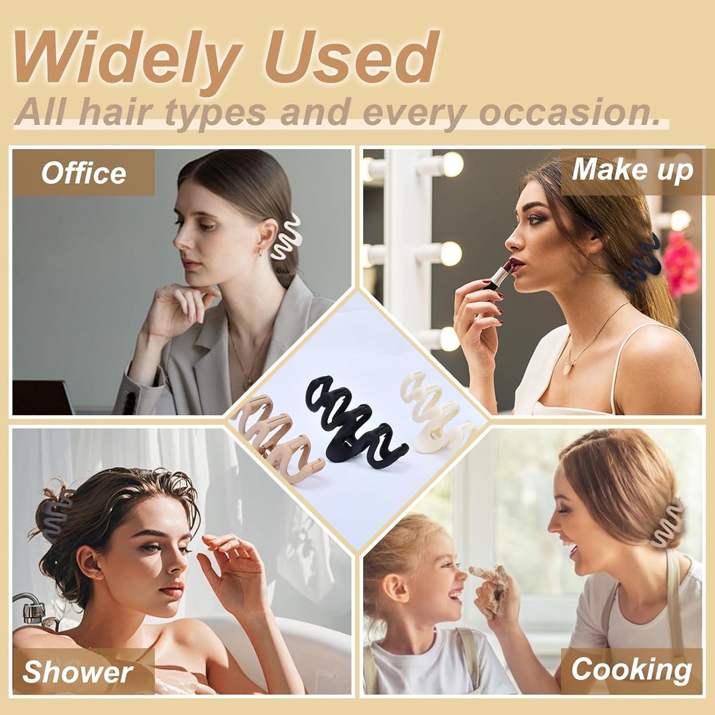 4PCS Large Hair Clips, 4.5" Non-Slip Hair Claws for Women, Matte Claw Clips for Thick Hair&Thin Hair, Hair Styling Accessories（Black & Light Coffee & Blue & White）