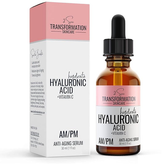 Vitamin C Serum, Hyaluronic Acid Serum for Face, Anti Aging, Menopause Support, Skin Care Products, Smooth & Tightening Skincare, Dark Spot Remover_2 See Transformation Skincare, 1 oz