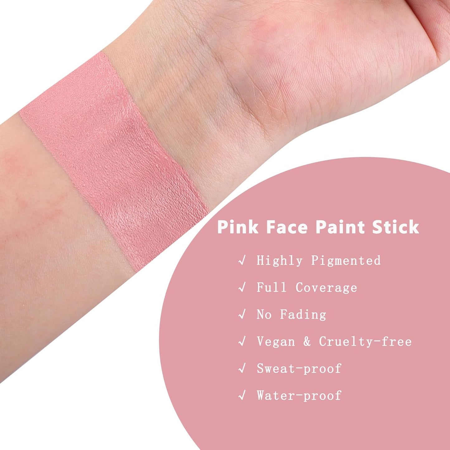 Baby Pink Face Paint Stick, Pastel Pink Non-Toxic Oil Based Face Body Paint Stick High Pigmented Halloween Special Effect Sfx Makeup