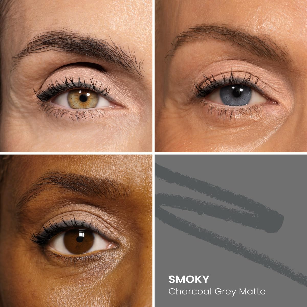 PRIME PROMETICS PrimeEyes Glide Eyeliner for Mature Women – Waterproof, Long-Stay and Mess-Proof – Gel Creme Texture, Discreet Sharpener and Effective Smudger (Smoky)