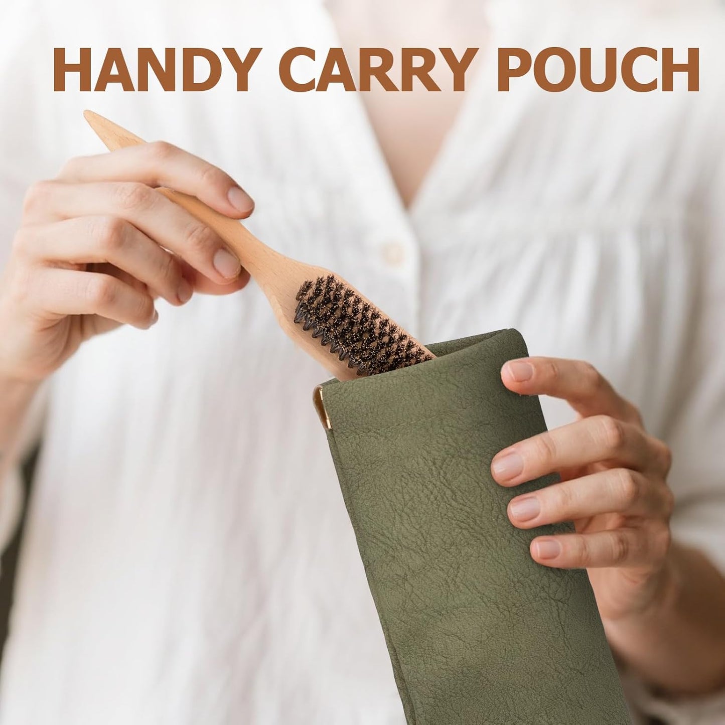 Boar Bristle Slick Back Hair Brush for Men Women Kids – Ideal for Sleek Ponytails, Buns, Smoothing Baby Hairs Flyaways with Edge Control & Volume Creation, Wide Rat Tail for Sectioning & Parting