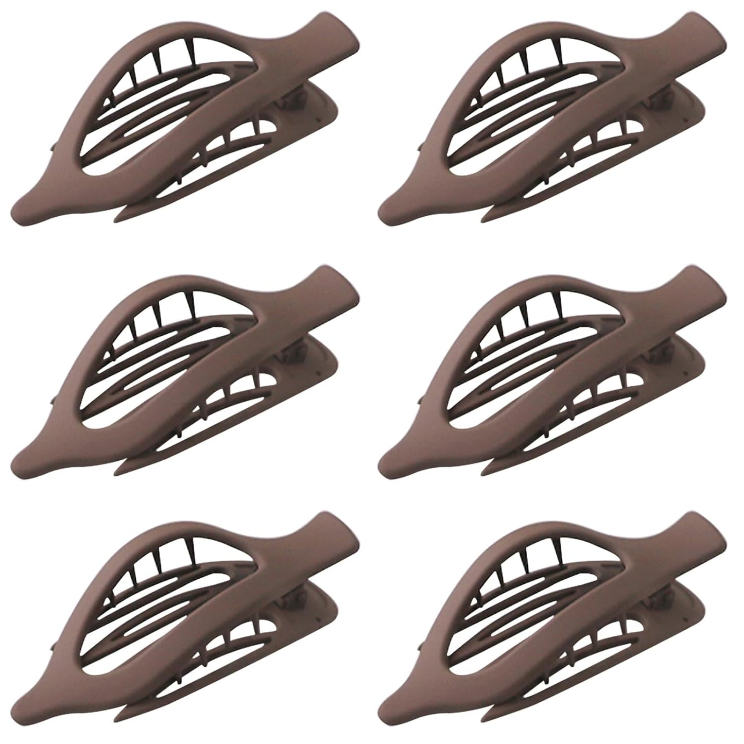 6 Pack Flat Hair Claw Clips for Women Duck Billed French Lay Down Hair Barrettes Accessories 100% Polycarbonate Matte Dark Brown