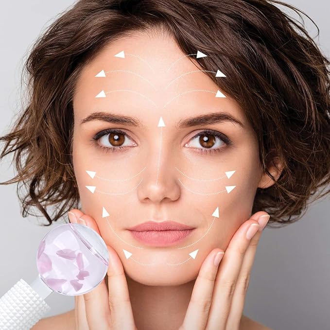 Ice Globes & Ice Roller for Face and Eyes - Facial Massage Tools for Skin Care, Reduce Wrinkles & Puffiness, Cooling Globes & Roller Ball for Glowing Skin (Pink/2PCS)