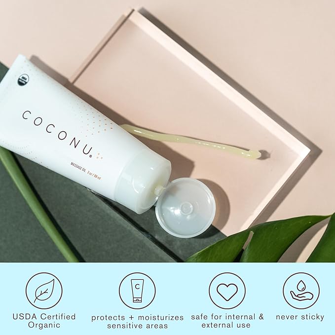 Coconu Oil Based Massage Oils for Date | Organic Coconut Body Oil | Natural & Clean Ingredients, Body Oils for Men, Women, Couples & Personal Use | 3 Oz