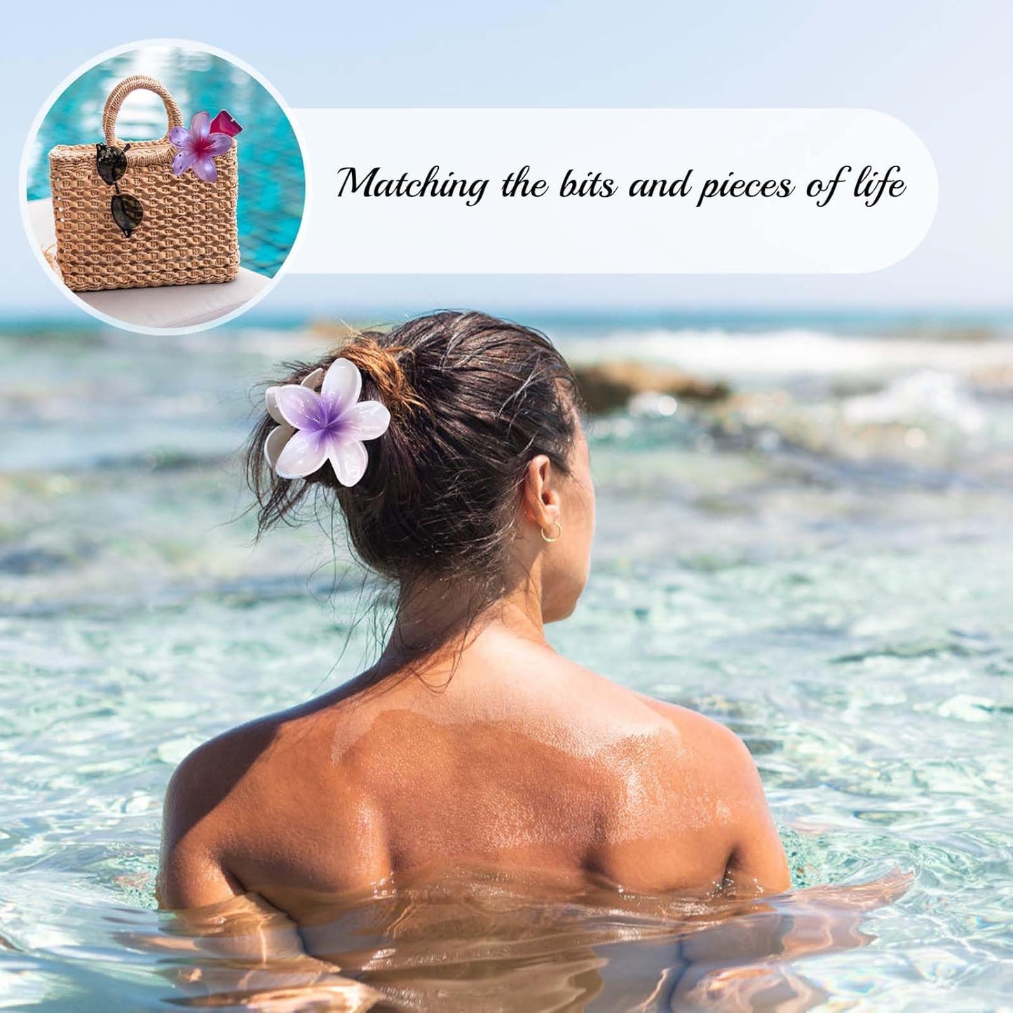 Flower Hair Claw Clips-4PCS Large Claw Clips for Thick/Thin Hair Claws,Strong Hold Nonslip Cute Hair Clips for Women Girls,Hawaiian Hair Accessories Holiday Gifts