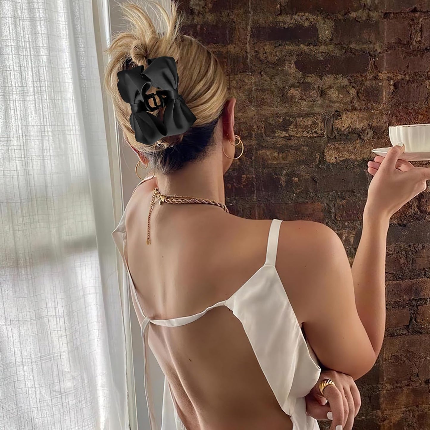 Big Hair Claw Clips for Women Girls-3PCS Medium Claw Clips for Thin Hair,Cute Hair Clips for Thick Hair,Hair Styling Accessories,Birthday Gifts for Women (white,black)