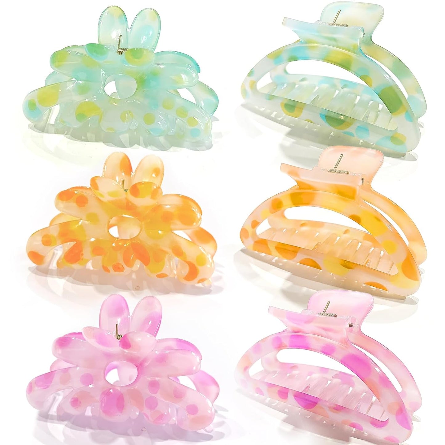Hair Clip, 3PCS Big Flower Claw Clips for Women/Girls, Nonslip Hair Clips for Thick Hair, Hair Styling Accessories & Birthday Gifts, L-polychromatic