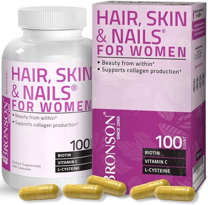 Bronson Hair, Skin & Nails with Biotin Extra Strength Vitamin Supplement for Women + Ultra Biotin 10,000 Mcg
