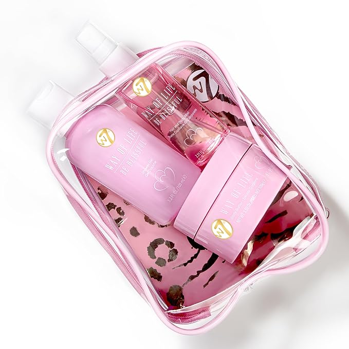 W7 VAY-CAY Be Blissful - Travel Size Skincare Set | Carry On Luggage Essentials: Shower Gel & Body Wash, Body Butter & Body Mist | Energizing & Hydrating Body Care for Glowing Skin