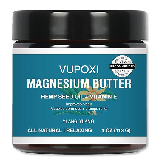 Magnesium Cream for sleep with Hemp Seed Oil, Jojoba oil,Vitamin E and Shea Butter -Magnesium Lotion – Nighttime Magnesium Cream – Legs, Arms or Chest - Topical Magnesium Chloride (4 fl, Ylang Ylang)