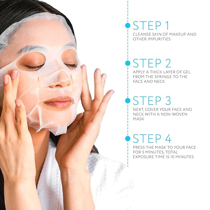 Name Skin Care Korean Carboxy CO2 Therapy Face & Neck Mask Set of 5 - Hydrating Oxygen Carboxytherapy Skincare Sheet Masks - Moisturizing Anti Aging Pore Tightening Brightening Facial Treatment Gel
