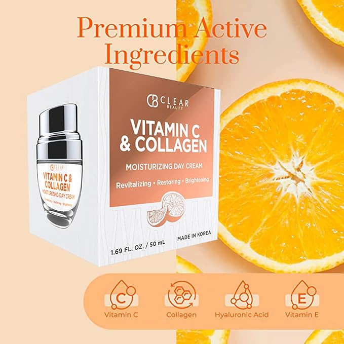 Vitamin C & Collagen Daily Face Moisturizer - Dermatologist Tested, Moisturizing & Firming, Anti-Aging, Cruelty-Free Korean Skincare, All Skin Types - 1.69 oz