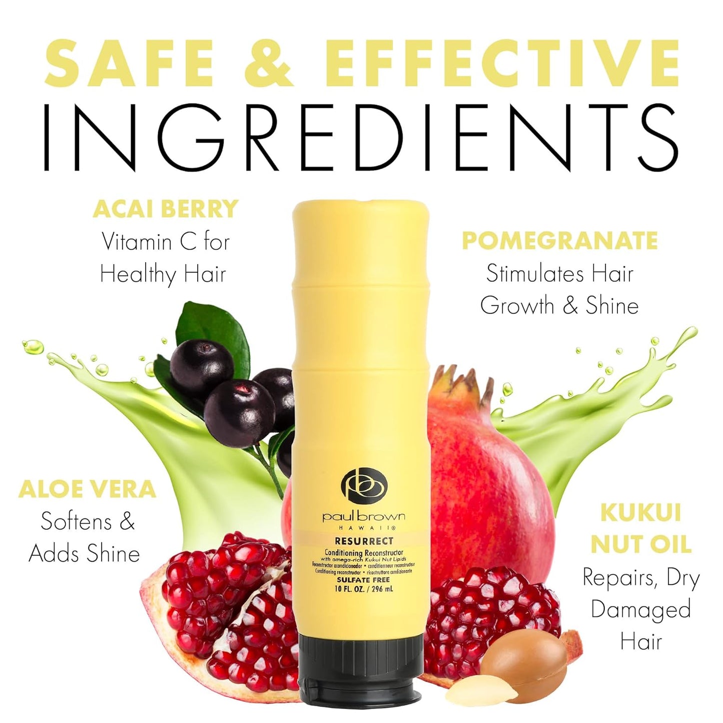 Paul Brown Hawaii Resurrect Salon Quality Conditioner | Hydrate & Treat Damaged Hair | Antioxidant-Rich Kukui Nut Oil for Ultimate Hair Moisturization | Safe for Color Treated Hair (10 oz.)