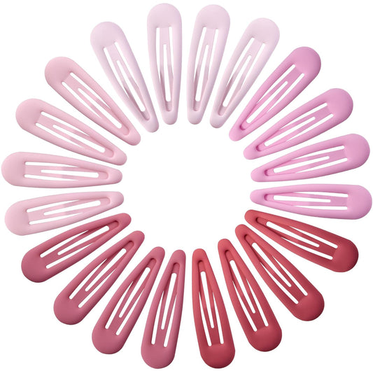 Small Hair Barrettes For Women No Slips Metal Snap Clips For Thin And Fine Hair,Matte Multiple Pink,20 PCS,1.97 x 0.5 Inch.