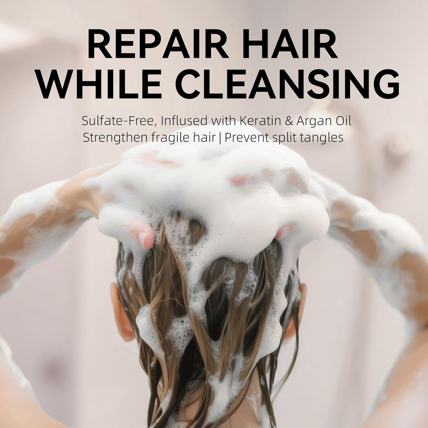 ALFHEIM Argan+ Repairing Shampoo for Dry, Damaged & Frizzy Hair with Argan Oil, Keratin, Panthenol & Vitamin E – Deep Moisture, Shine Boost, Frizz Control, Color Safe, Sulfate Free Travel Size