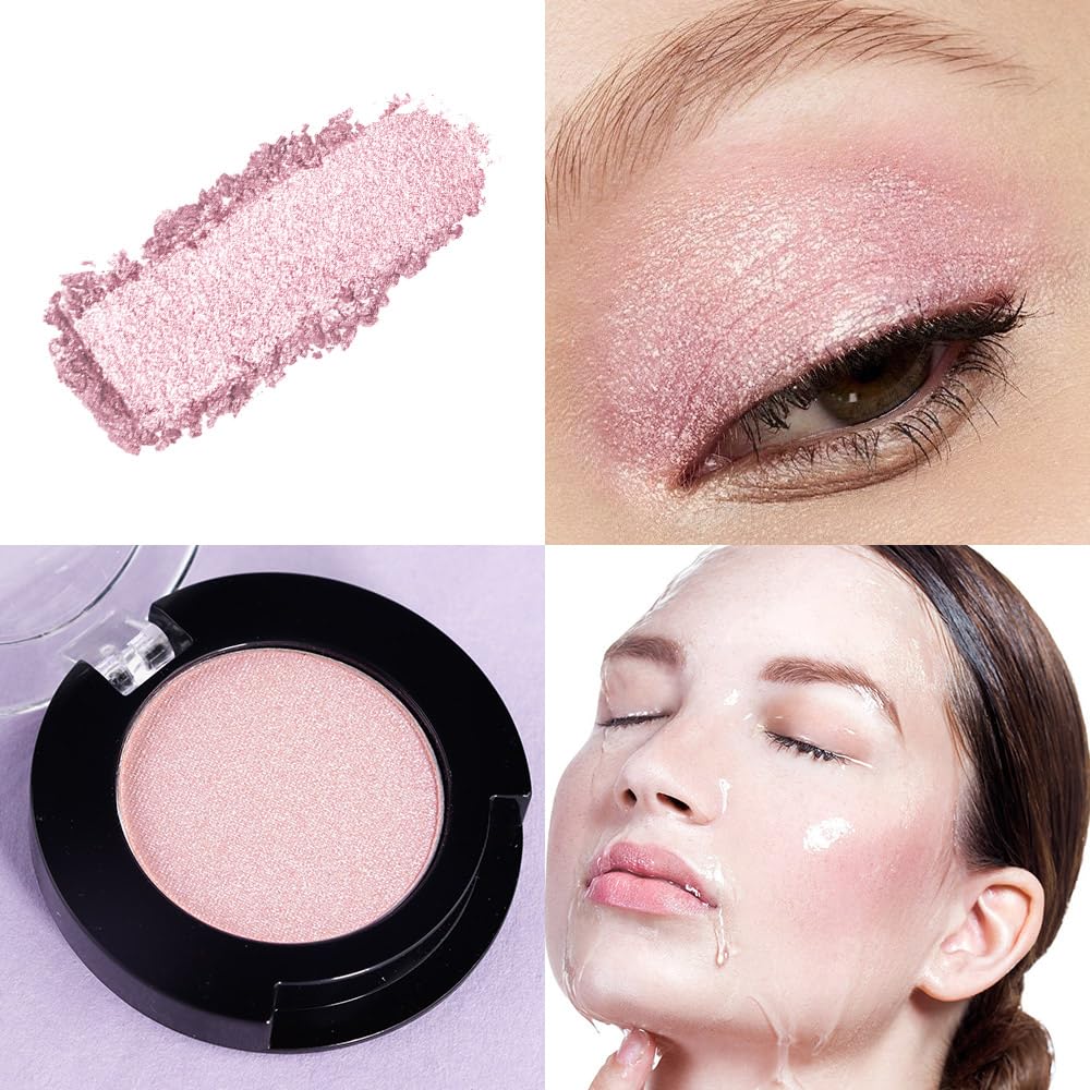 Monochrome Glitter Eyeshadow Makeup Palette, Highly Pigmented Nude Pink Eyeshadow Palette, Shimmer Pressed Powder Eye shadow Makeup, Single Vegan Eye Shadow, Daily Evening Women Girls Eyeshadow Gift9#