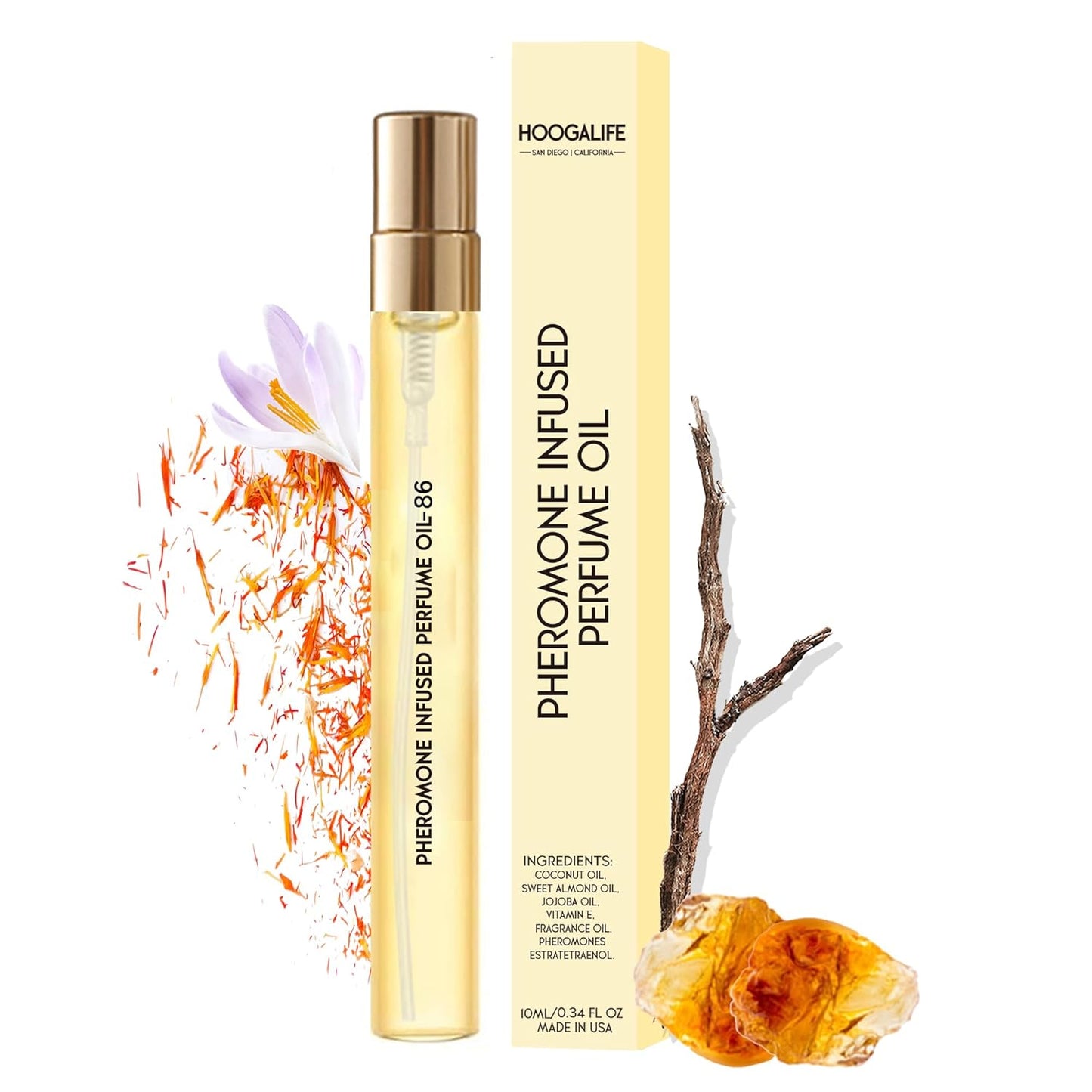 HoogaLife Pheromones Perfumes for Women, Inspired ba/.ccarat r0uge 54o Perfume for Women, Amber, Jasmine, Saffron Note, 0.34 fl.oz/ 10ml Travel Size Perfumes Spray, Pheromone Cologne for Men (HG. 86)