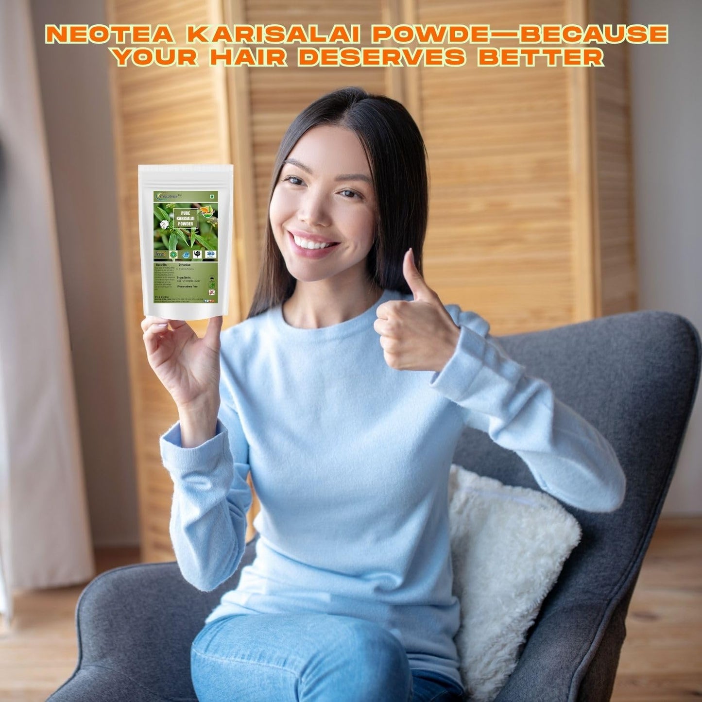 Neotea Eclipta Prostrata | Karisalai | Karisalankanni | Bhringraj powder | False Daisy Powder | Hair Growth | Organic Herbal Powder for Beautiful Hair 100% Natural 300 GM