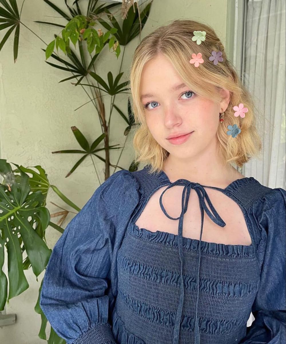 TERSE Mini Flower Hair Clip for Women Girls - 50Pcs Colorful Baby Hair Clips Cute Small Hair Clips Mini Claw Clips Strong Grip Toddler Hair Accessories for Hair Styling