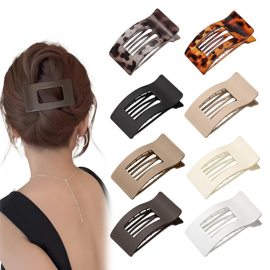 8 PCS French Flat Hair Clips for Women Girls,Matte Lay Flat Claw Clips, Large No-Slip Claw clips for Thick & Thin Hair, Strong Hold Styling Barrettes Accessories for Daily Styling