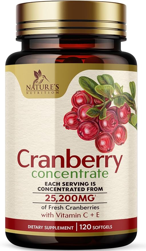 Cranberry Concentrate Extract Supplement for Women 25,200mg Formula 120 Softgels
