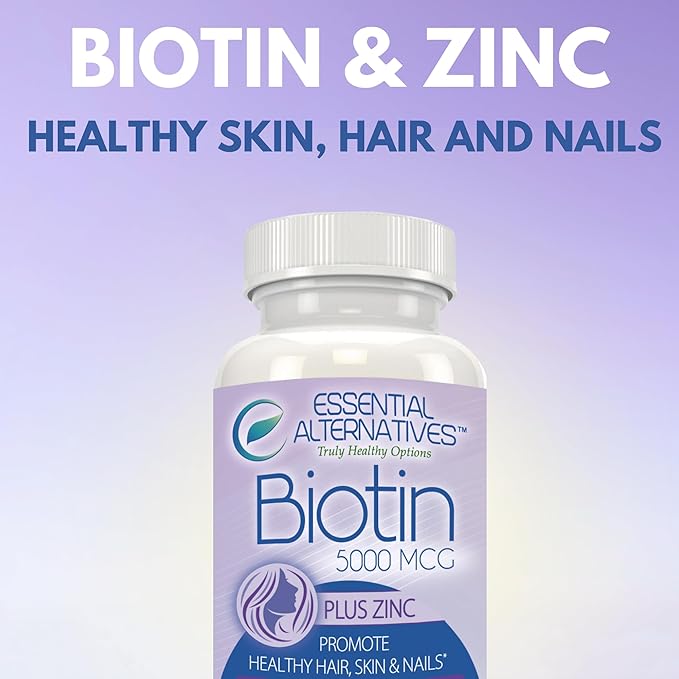Biotin 5000mcg + Zinc 60 Tablets, Hair, Skin, and Nail Support